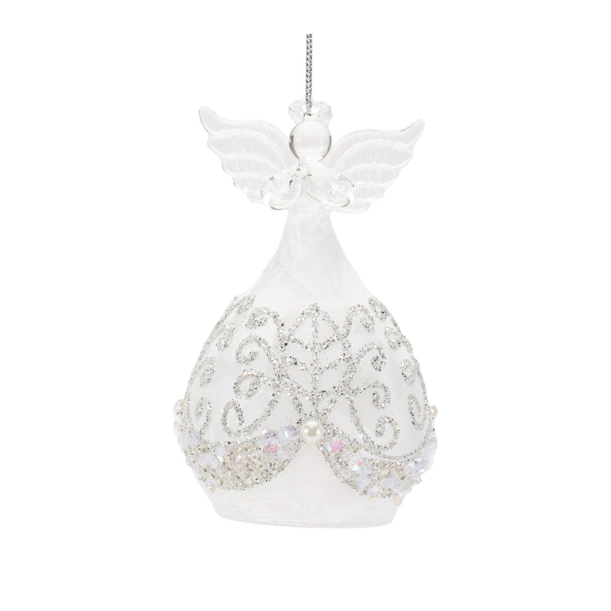Beaded glass angel ornament (set of 4)