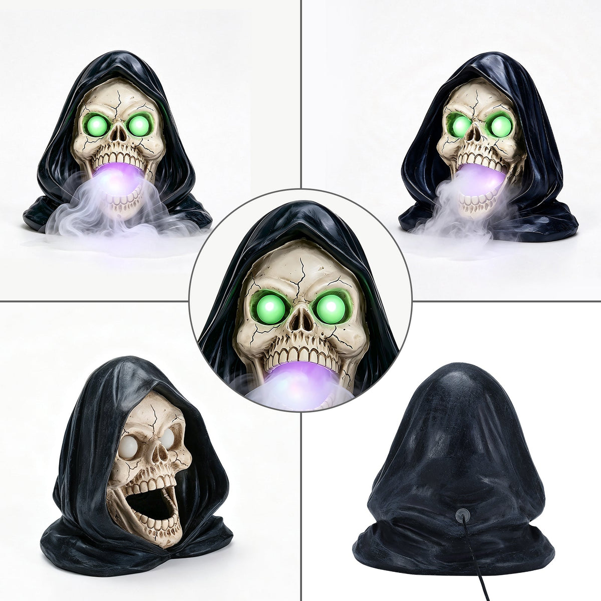 Halloween Grim Reaper Skull Statue with LED Light