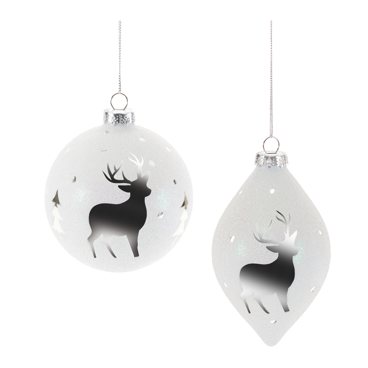 Glittered-glass-deer-ornament-(set-of-6)-Christmas-Ornaments