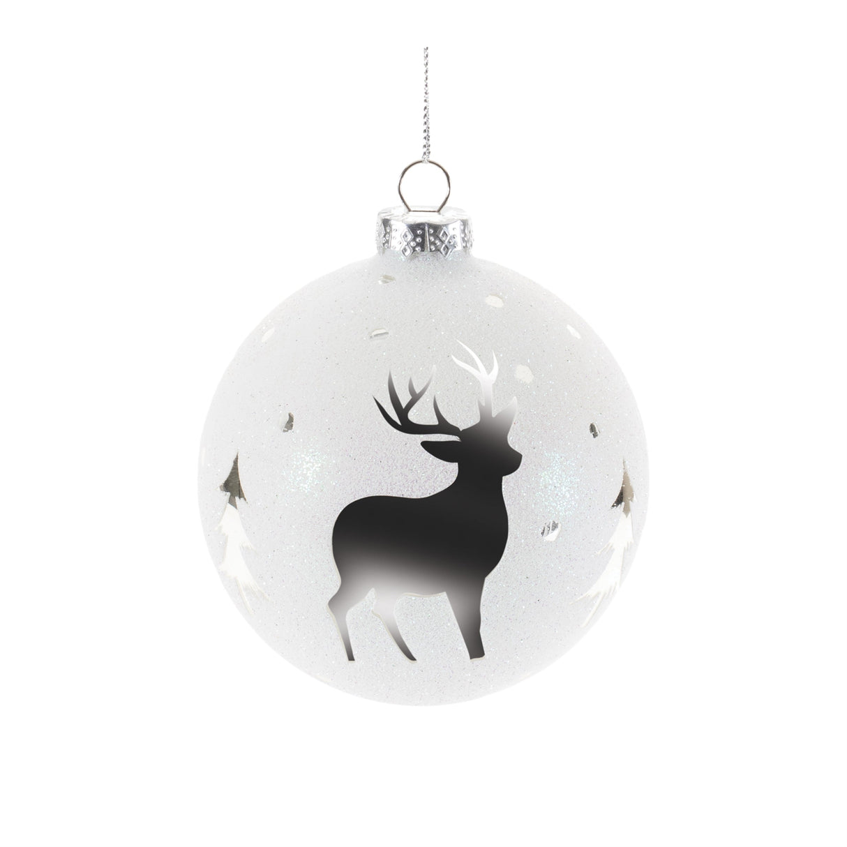 Glittered Glass Deer Ornament (Set of 6)