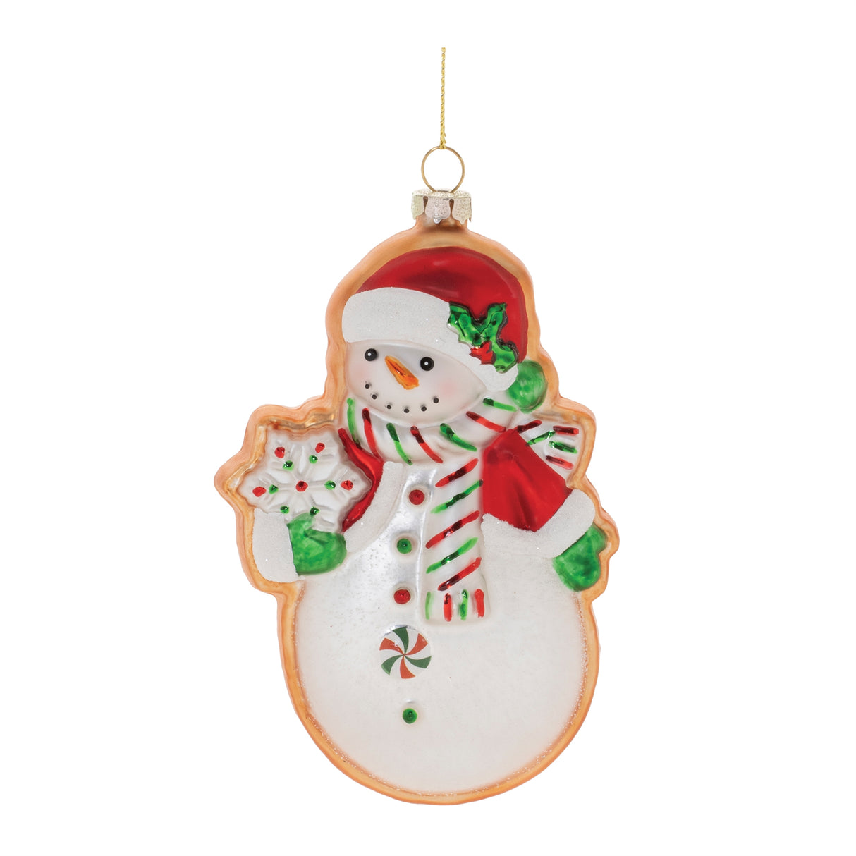Glass Santa and Snowman Cookie Ornament (Set of 12)