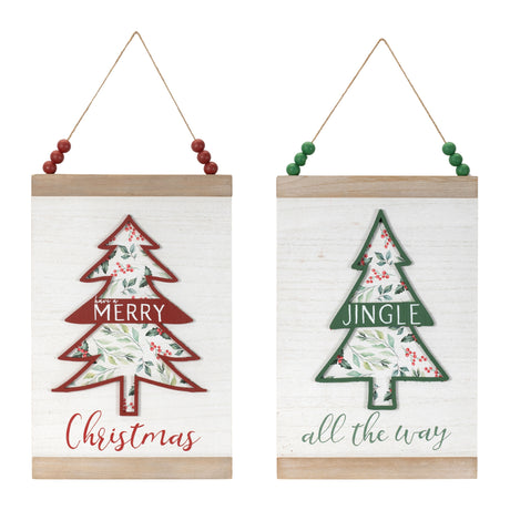 Wood-beaded-merry-christmas-banner-(set-of-2)-Christmas-Decor