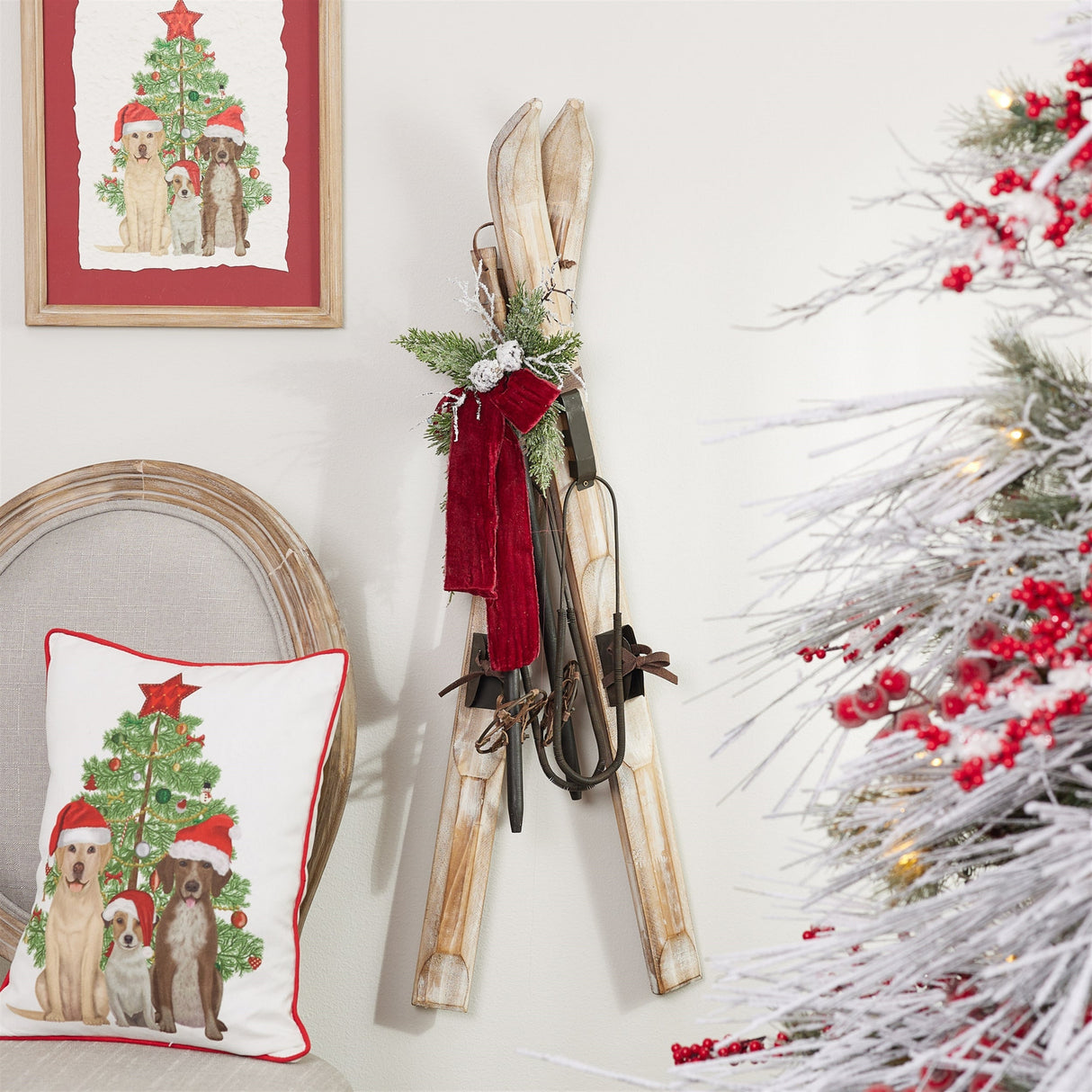 Decorative Pair of Skis and Poles 36"H