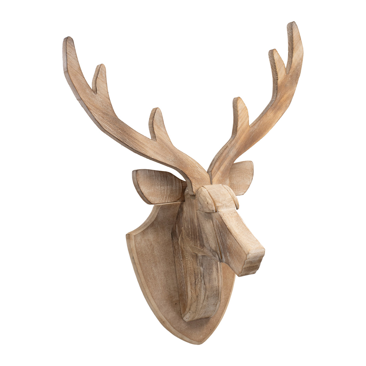Modern Wood Deer Head Mount 21"H