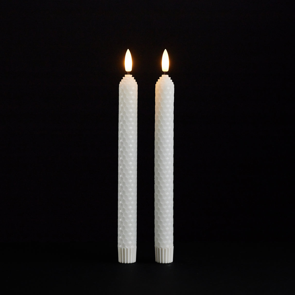 FIA Wick White Textured Taper Candle (Set of 2)