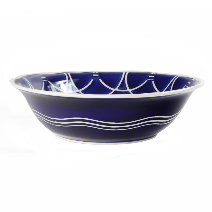 Blue Garden Hand-Painted Serving Bowl