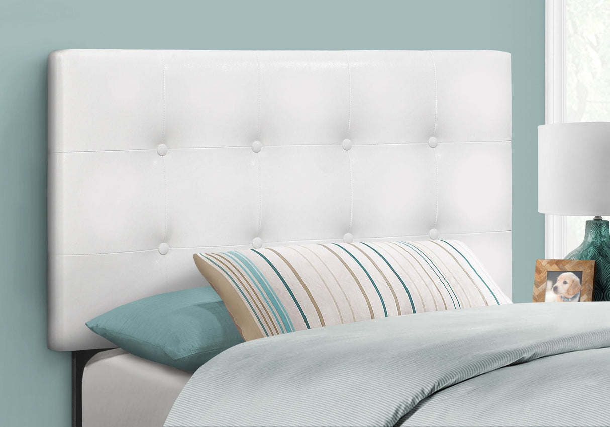Twin Size Upholstered Bed Headboard - White, Transitional Style