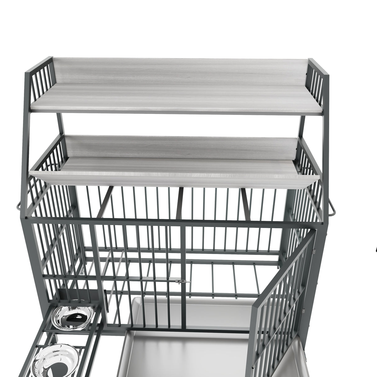 Large Pet Cage with Storage Rack and Stainless Steel Basins