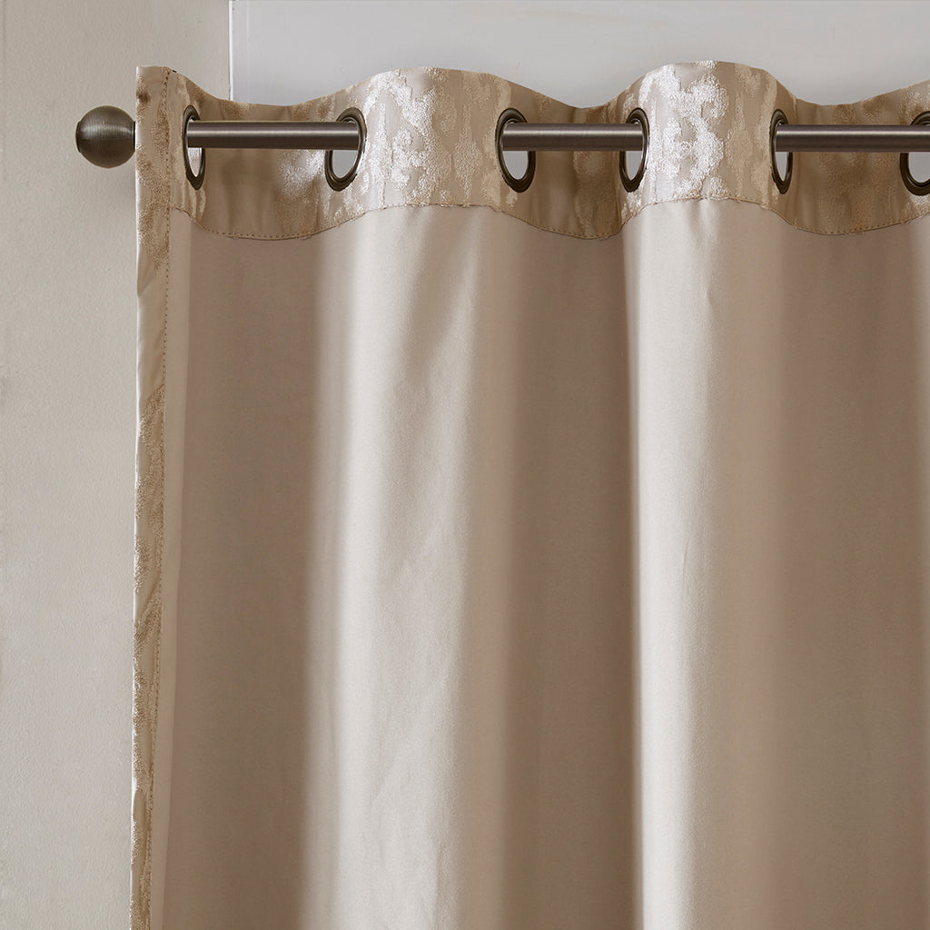 Knitted jacquard damask total blackout grommet top curtain panel pair(2 pcs window panels)