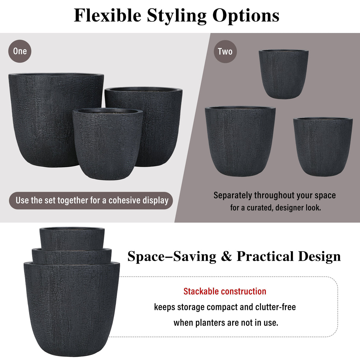 U_STYLE Lightweight MGO Planter Set of 3