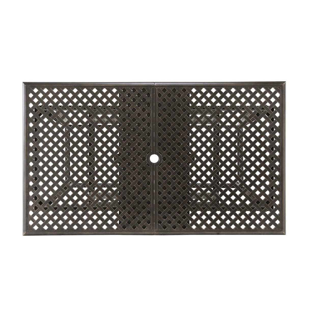 Outdoor Expandable Dining Table With Umbrella Holder, Lattice Pattern And Curved Legs - Black