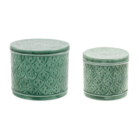 Sage-green-metal-container-with-lid-(set-of-2)-Decorative-Objects