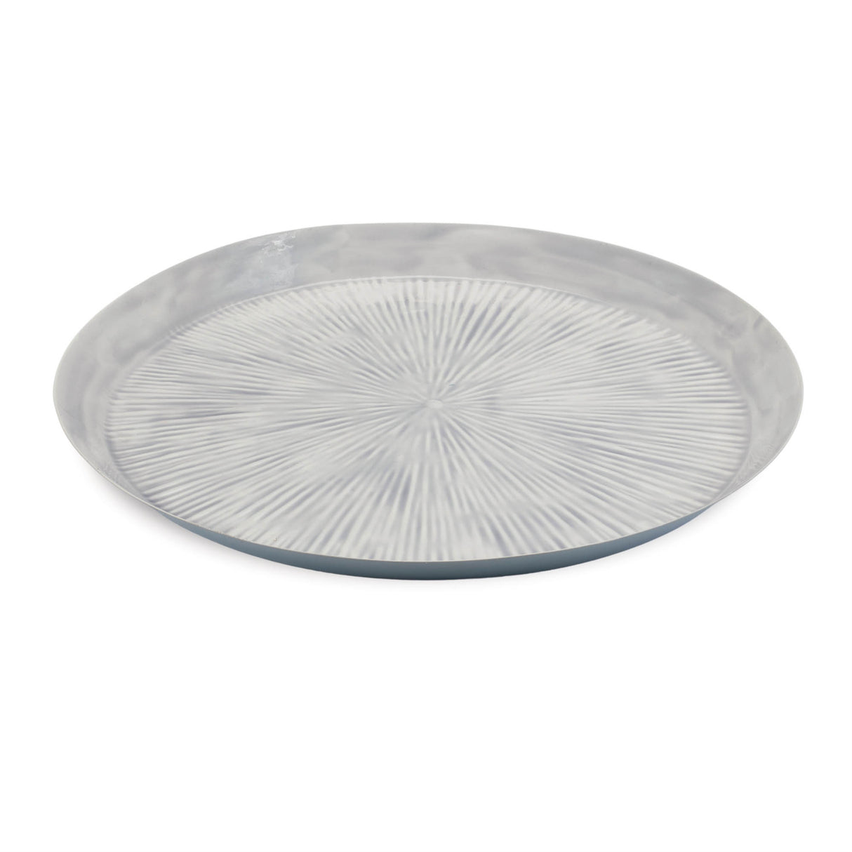 Round Etched Metal Tray 13.5"D