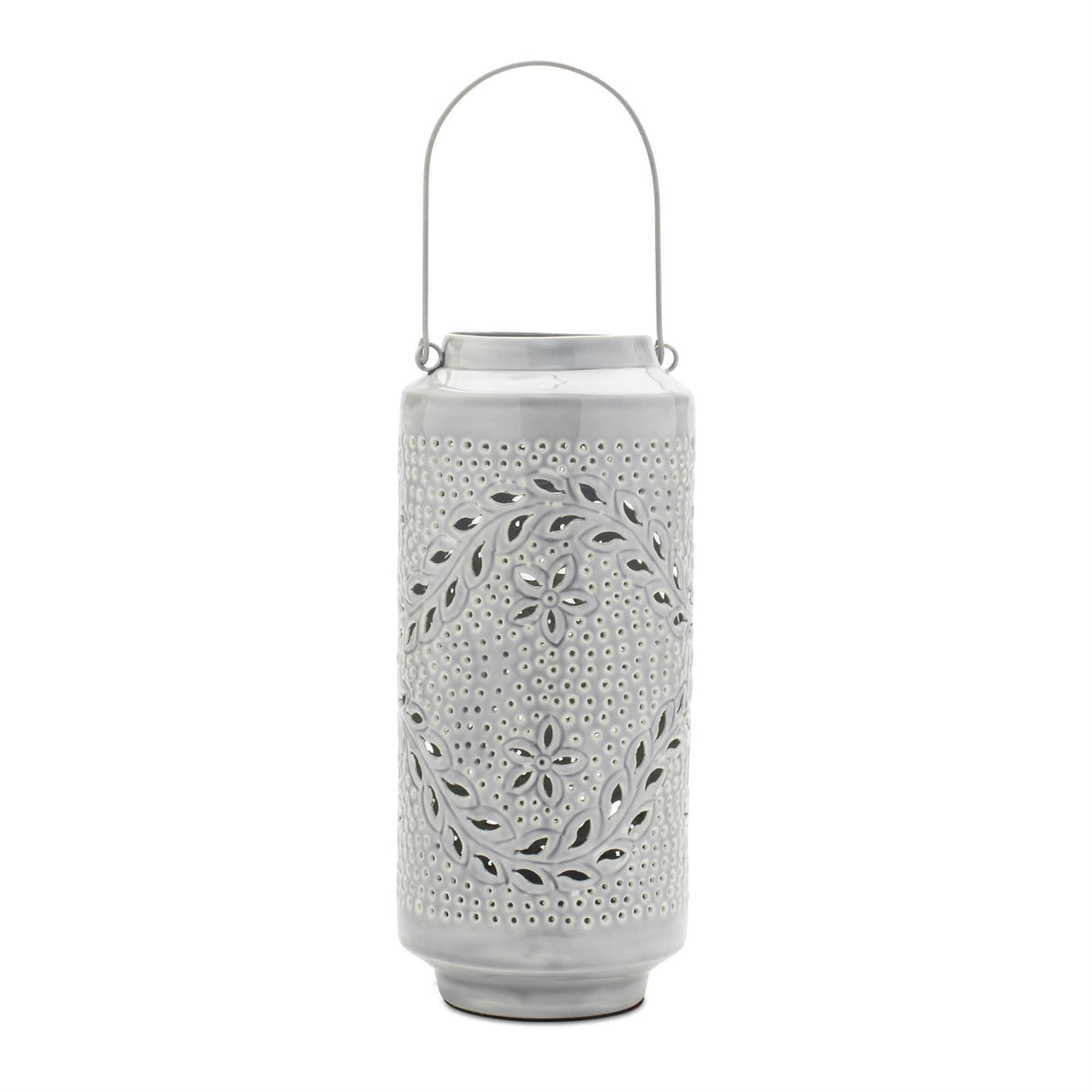 Punched Metal Candle Lantern 15.5"H