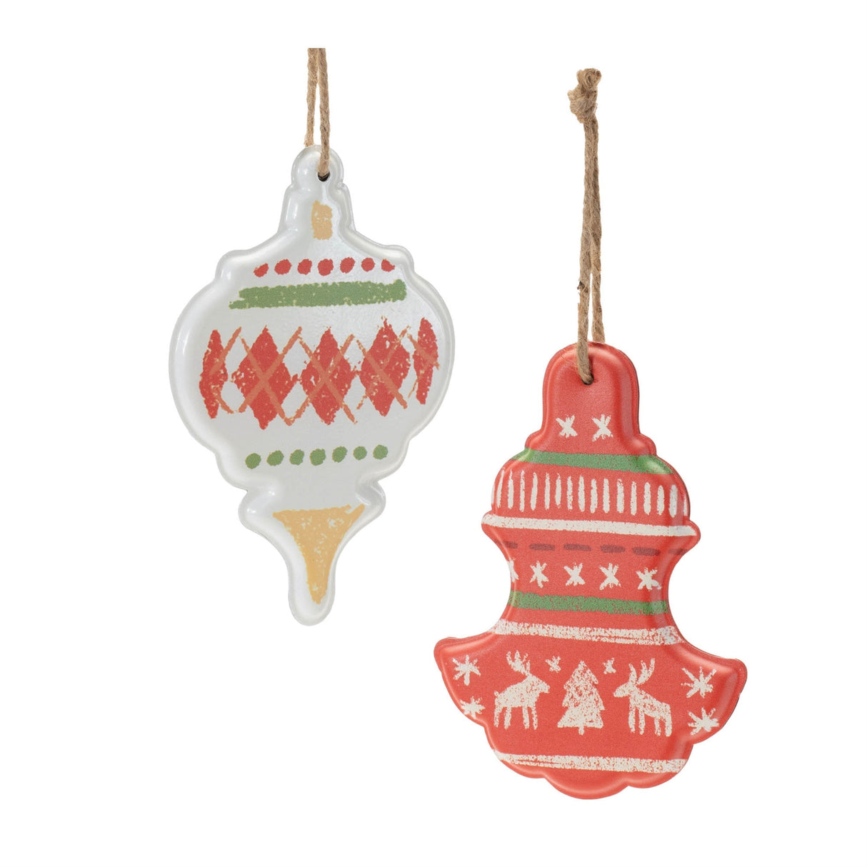 Metal-Ornament-with-Nordic-Pattern-(Set-of-4)-Christmas-Ornaments