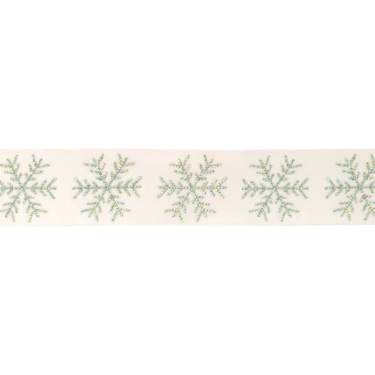 Jeweled Snowflake Wired Ribbon 4" x 5 Yds.