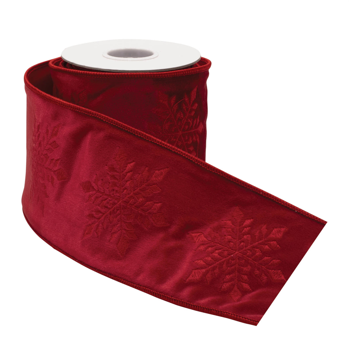 Embroidered Snowflake Wired Ribbon 4" x 5 Yds.