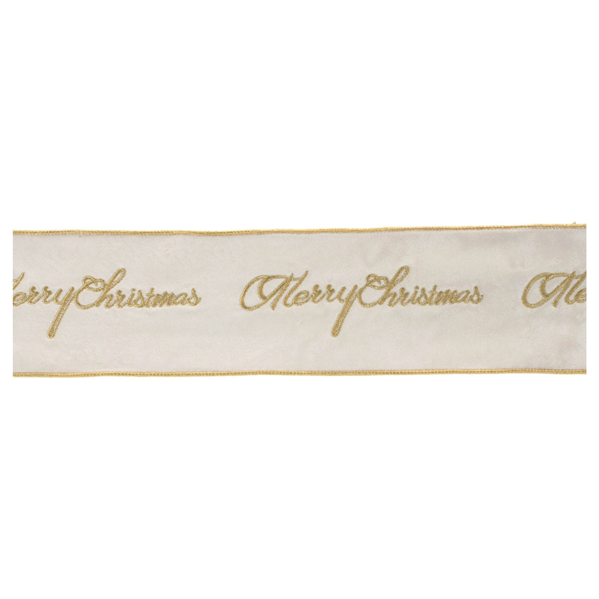 Embroidered Merry Christmas Wired Ribbon 4" x 5 Yds.