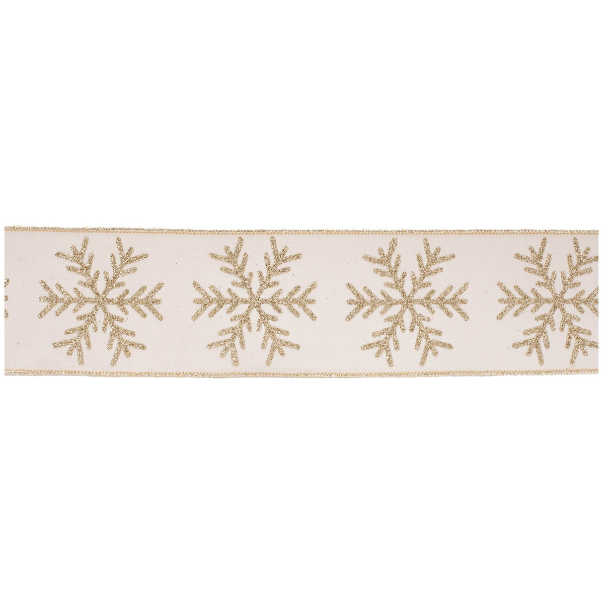 Glittered Snowflake Wired Ribbon 4" x 5 Yds.
