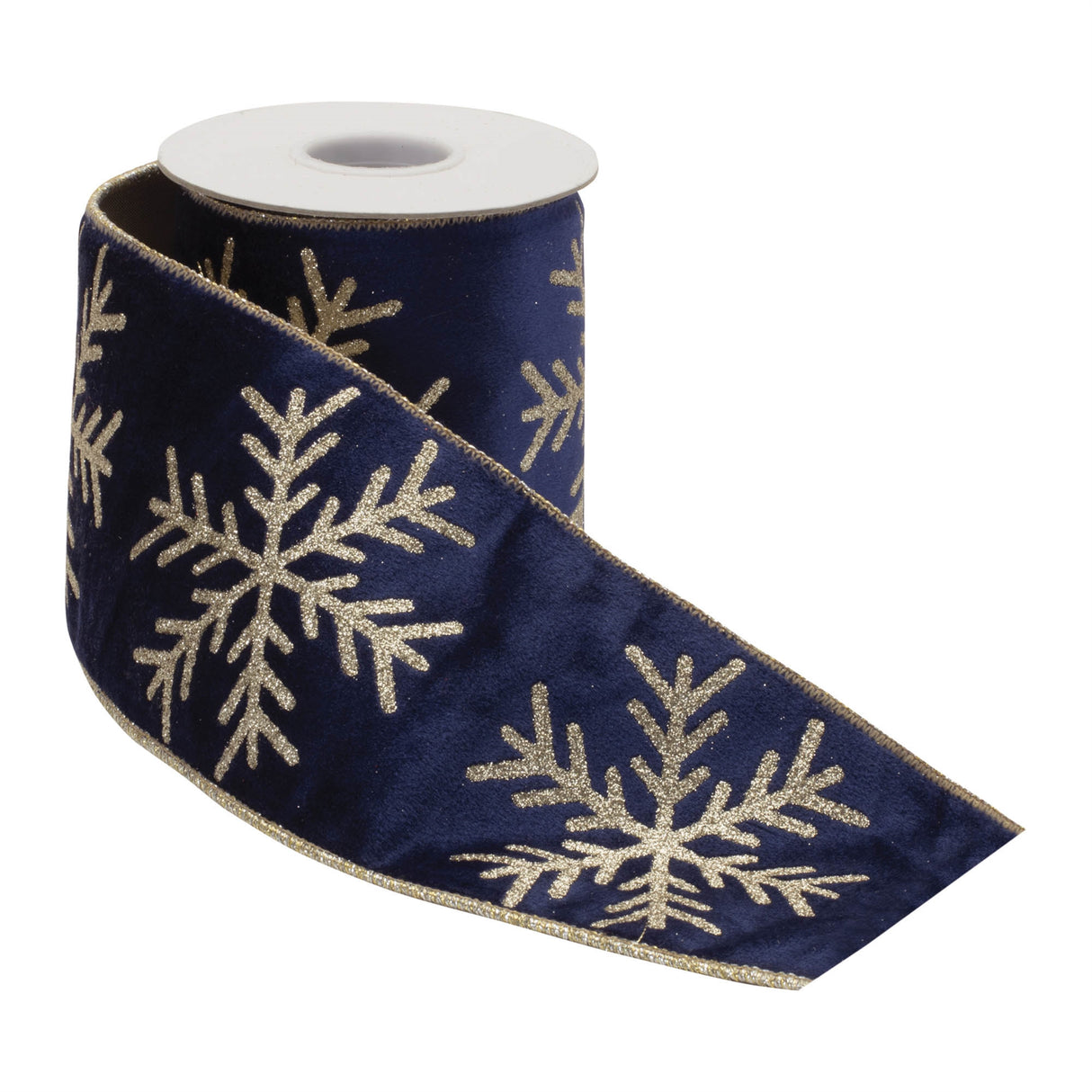 Glittered Snowflake Wired Ribbon 4" x 5 Yds.