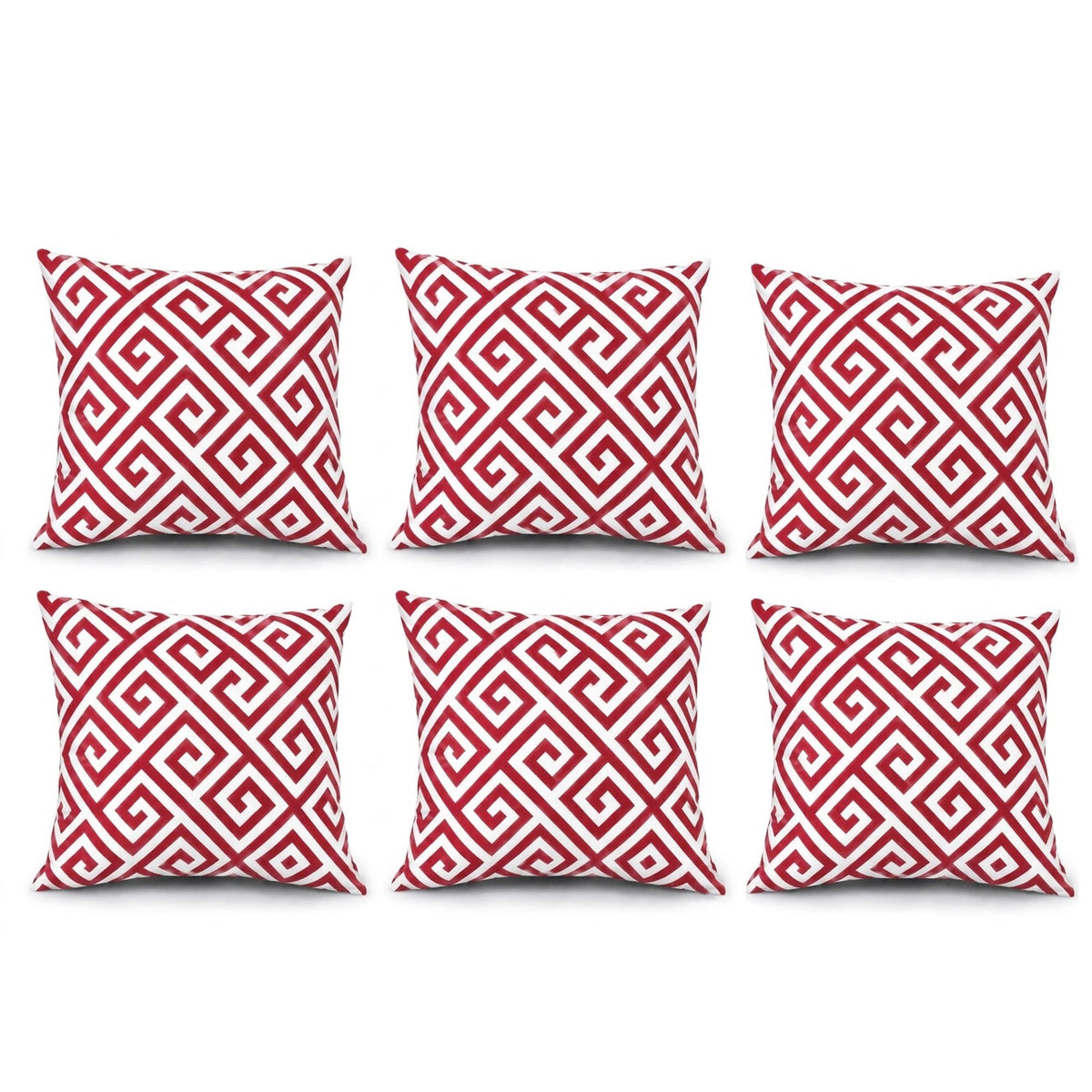 4 Pack Outdoor Pillow Covers - Red Greek Key