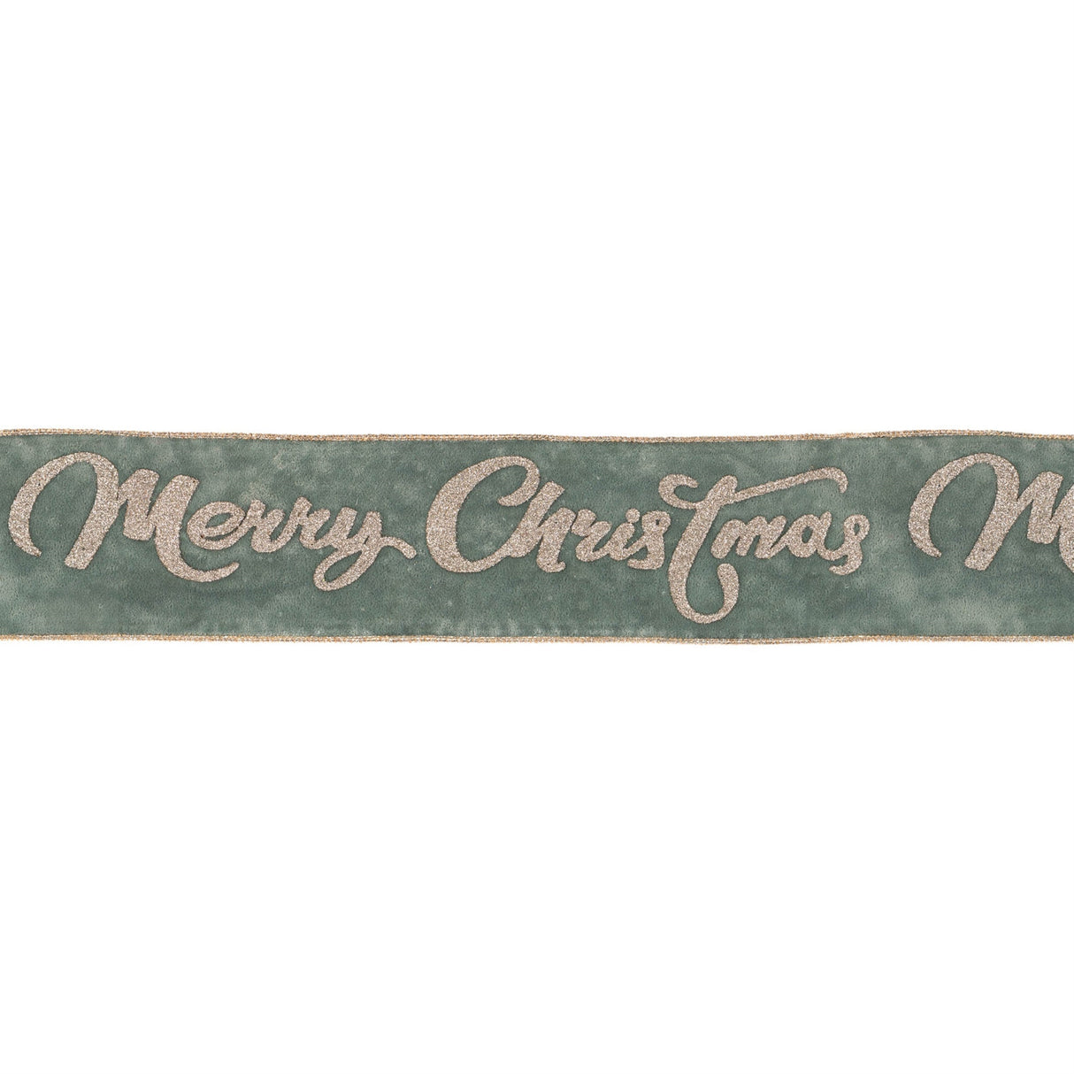 Glittered Merry Christmas Wired Ribbon 4" x 5 Yds.