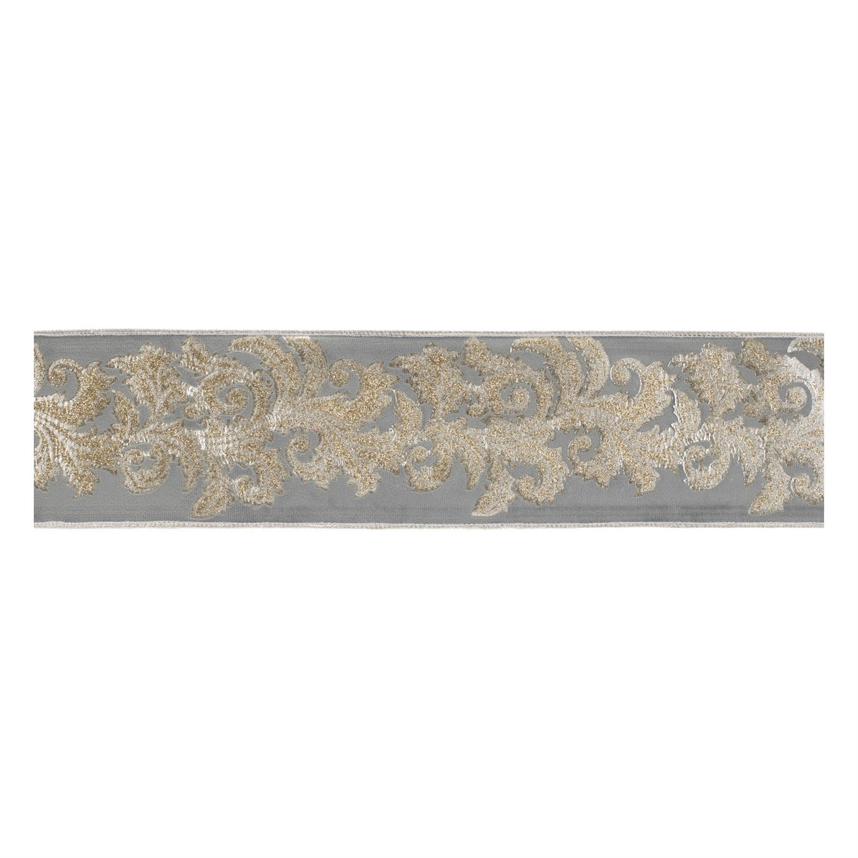 Embroidered Damask Wired Ribbon 4" x 5 Yds.