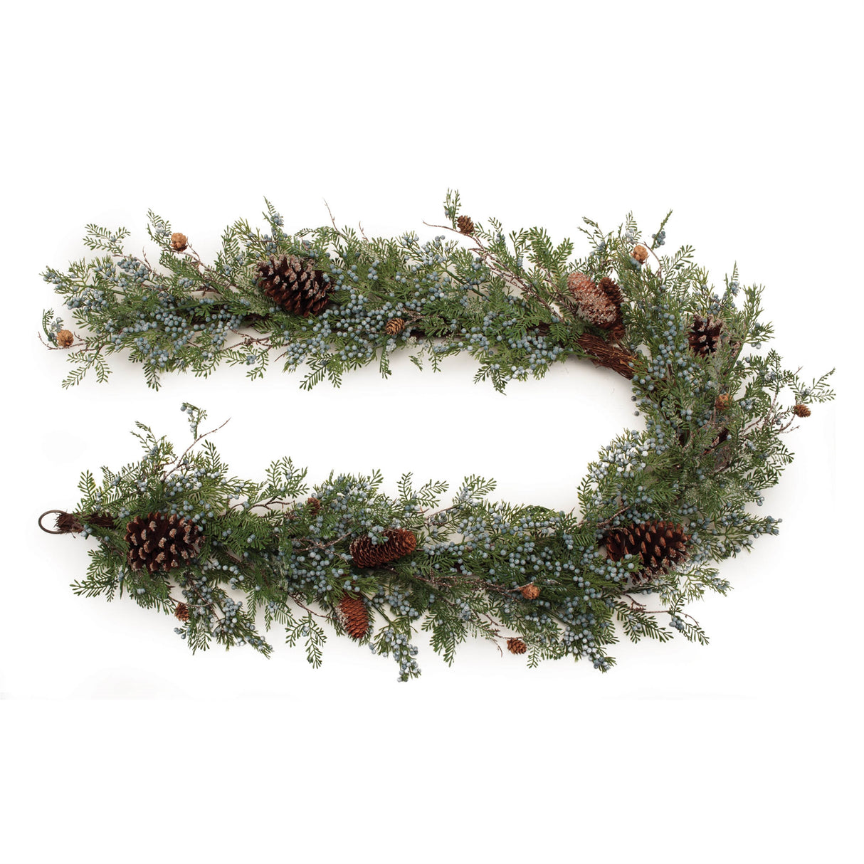 Mixed-juniper-and-pinecone-garland-6'l-Wreaths-&-Garlands