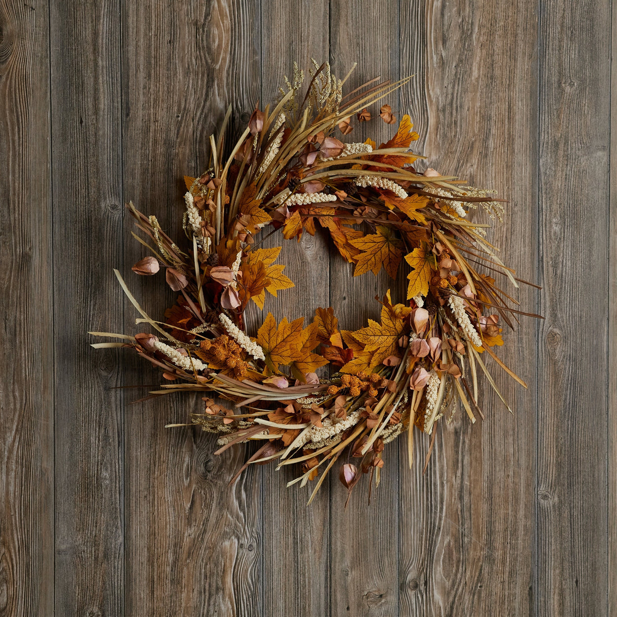 Mixed fall harvest wreath 25"d