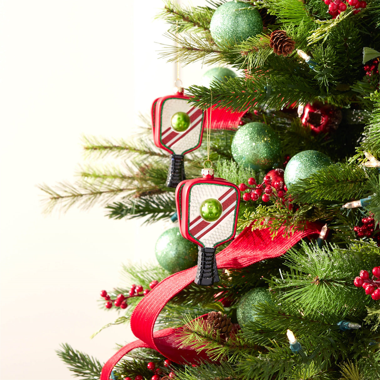 Glass Pickleball Racket Ornament (Set of 6)