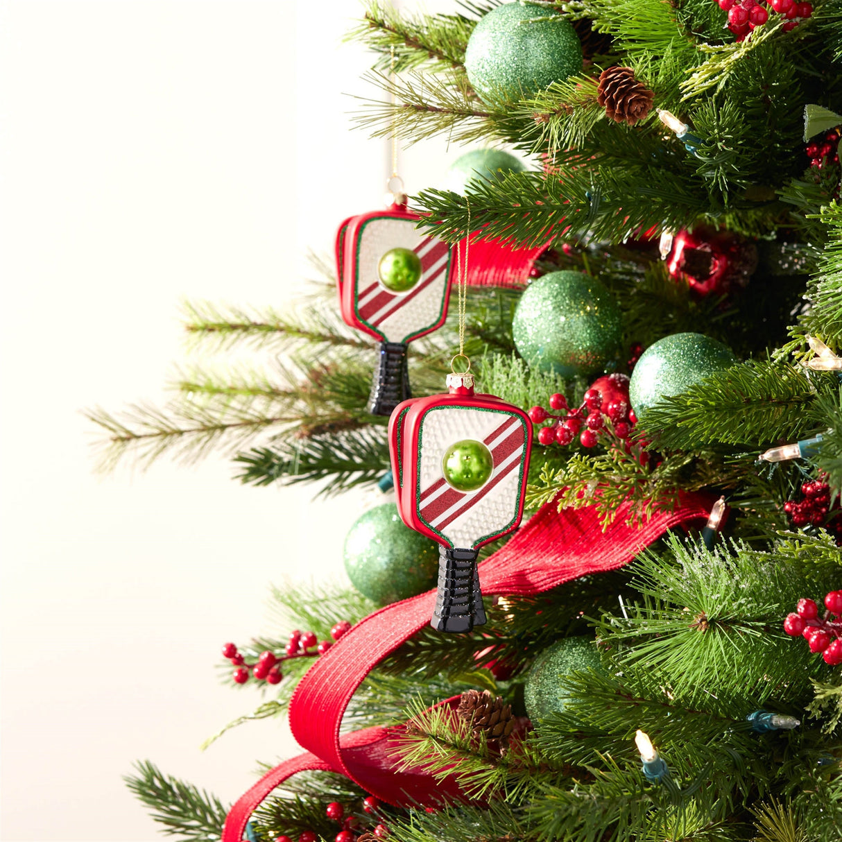 Glass Pickleball Racket Ornament (Set of 6)