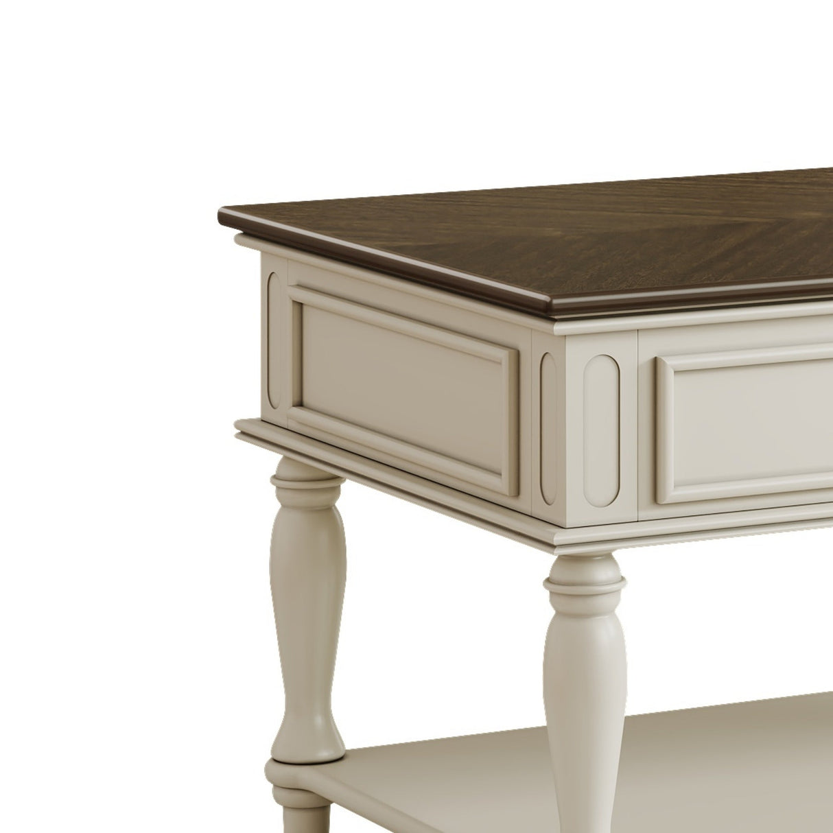 Farmhouse Coffee Table with One Drawer in Grey and White