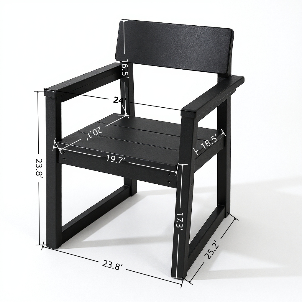 Black HDPE Outdoor & Garden Armchairs with Modernist Design