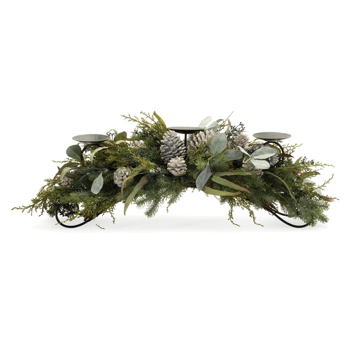 Mixed Pine Candle Holder Centerpiece 32"L