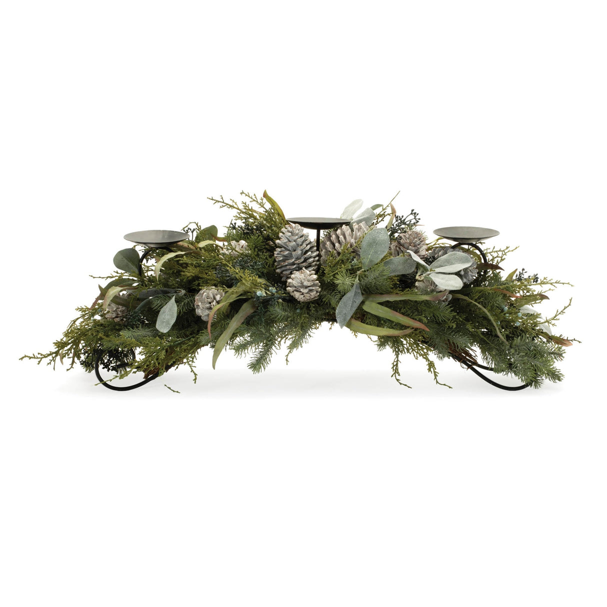 Mixed Pine Candle Holder Centerpiece 32"L