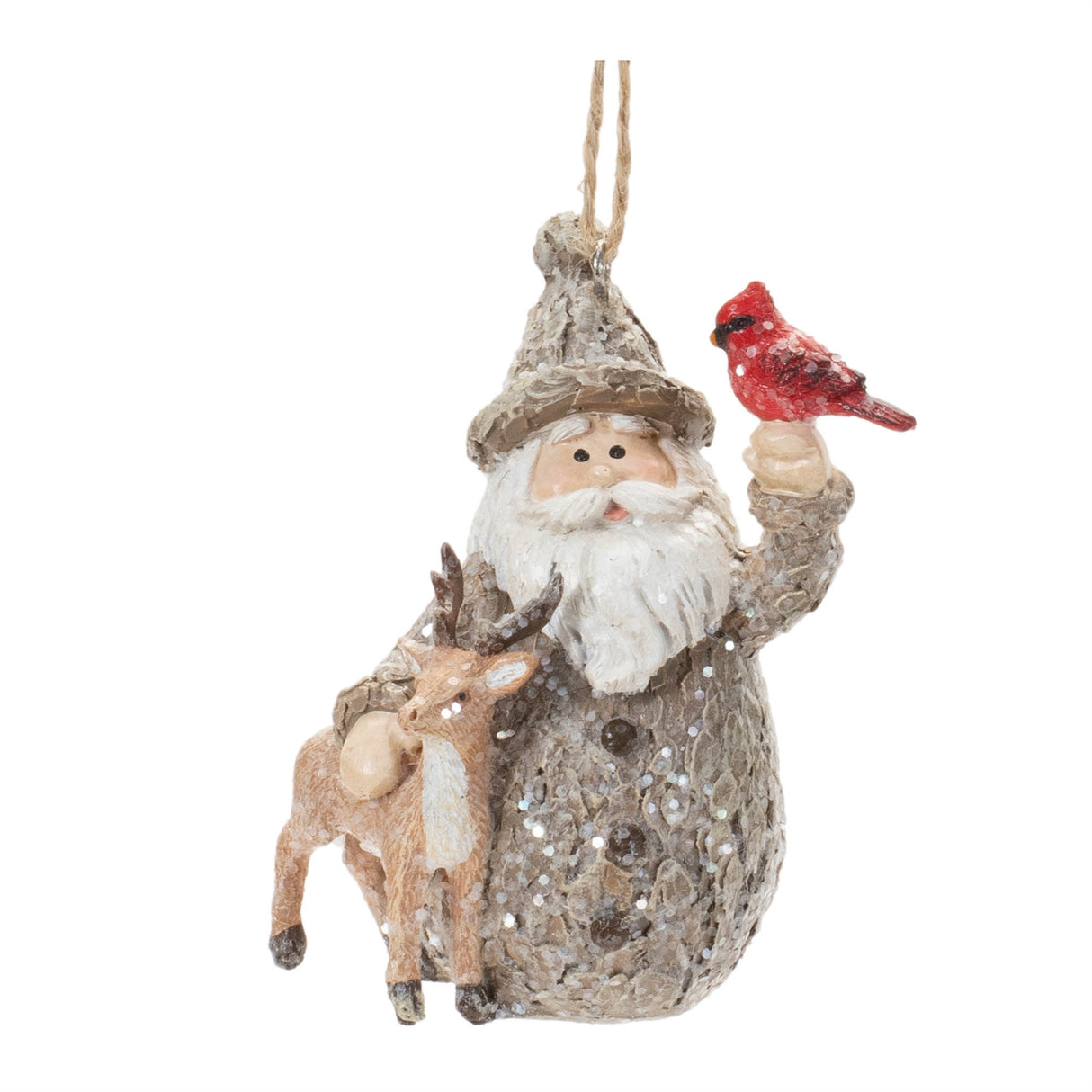 Santa-with-deer-and-cardinal-bird-ornament-(set-of-6)-Christmas-Ornaments
