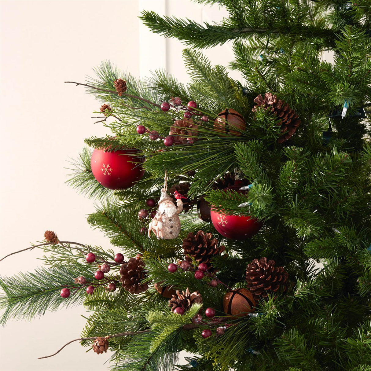 Santa with Deer and Cardinal Bird Ornament (Set of 6)