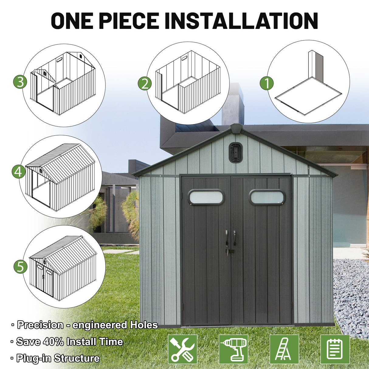 8X10FT Outdoor Resin Storage Shed