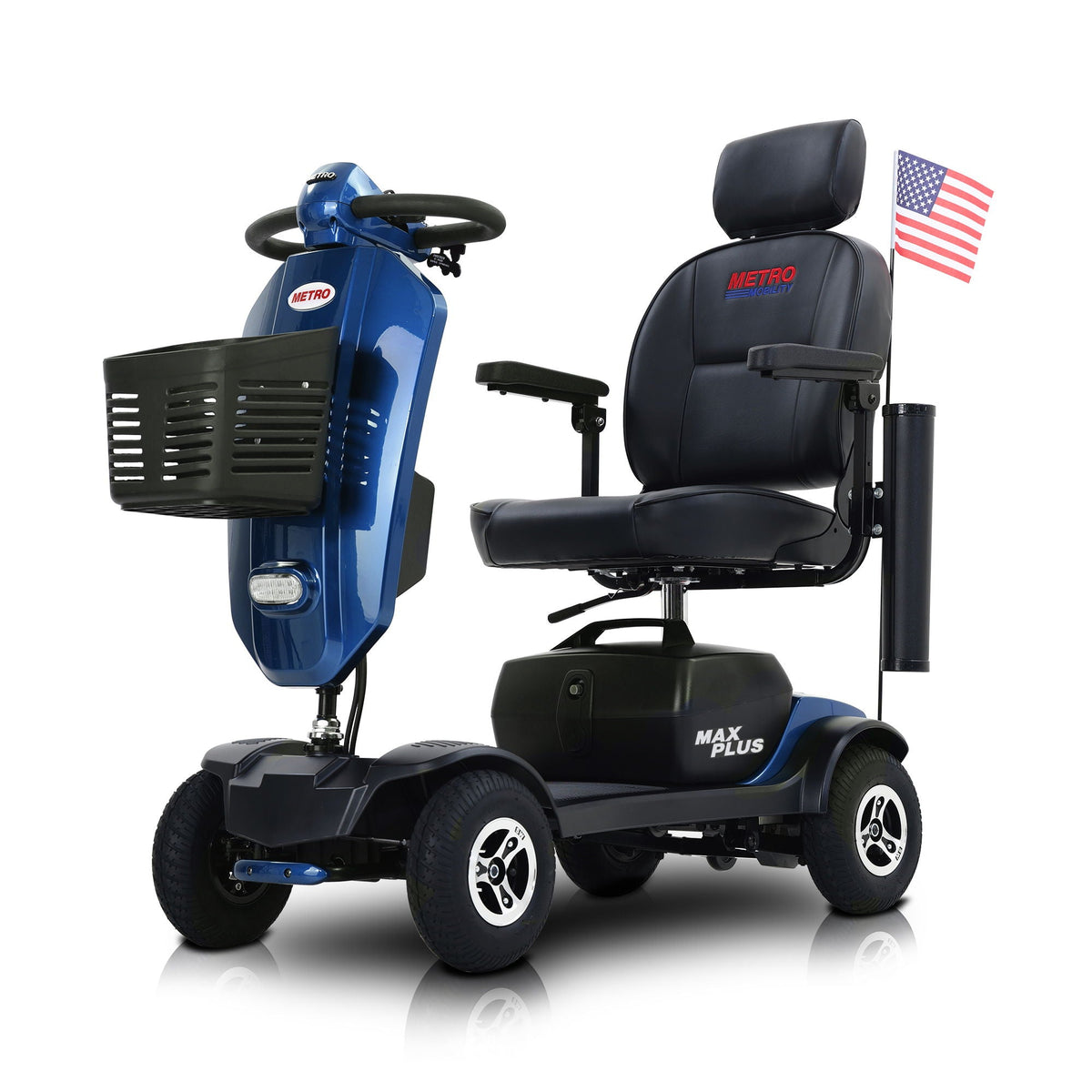 Max Plus - 4 Wheels Outdoor Compact Mobility Scooter With 2 Pieces X 20Ah Lead Acid Battery, 16 Miles, Cup Holders & USB Charger Port