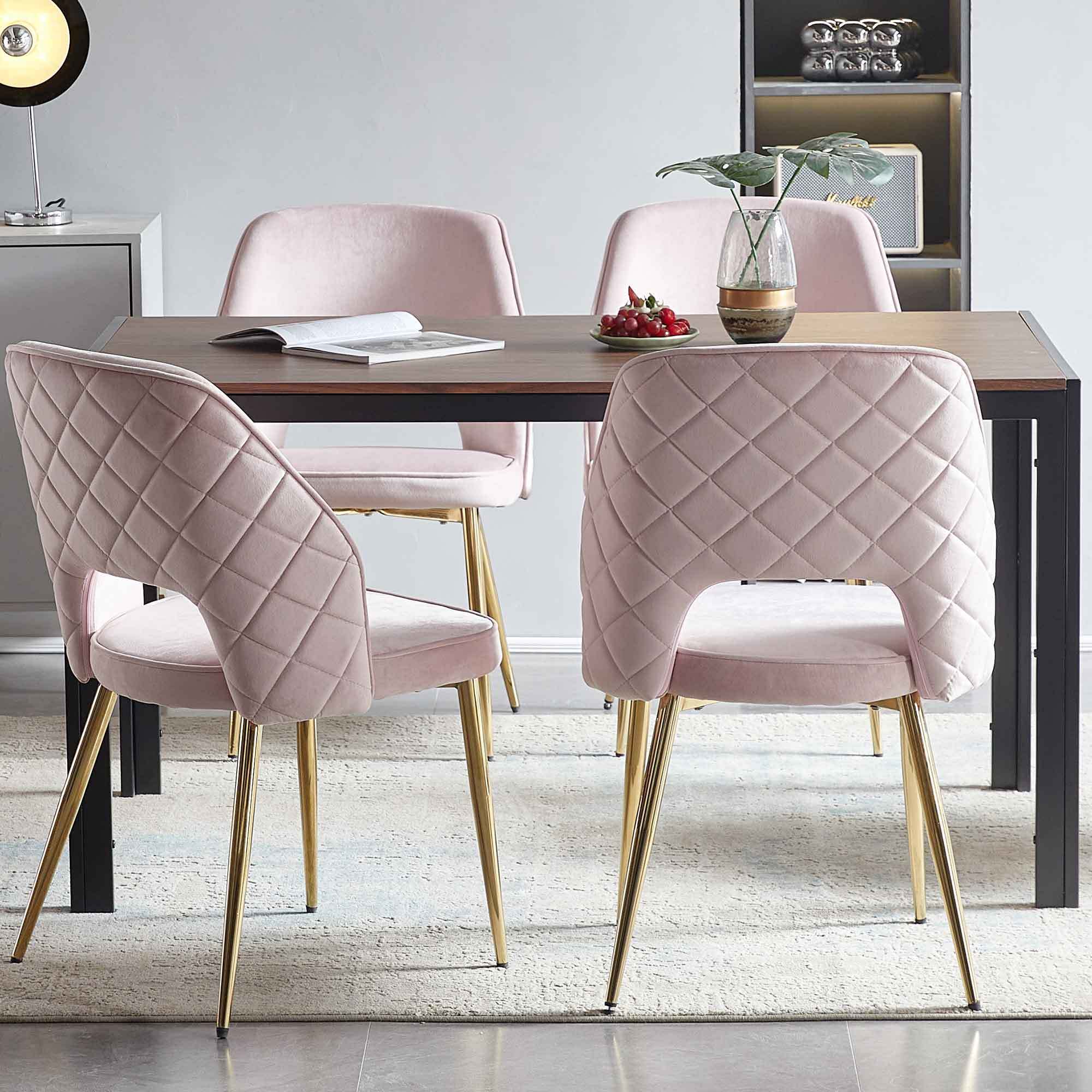 Pink-Upholstered-Dining-Chairs-Set-of-4-Chairs-&-Seating