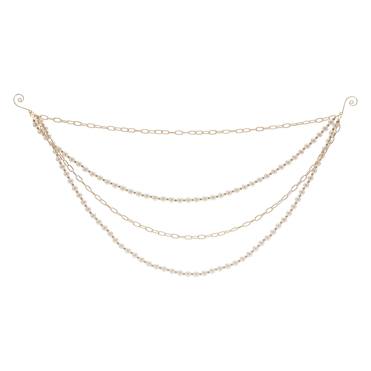 Pearl-Bead-and-Chain-Link-Garland-(Set-of-2)-Wreaths-&-Garlands