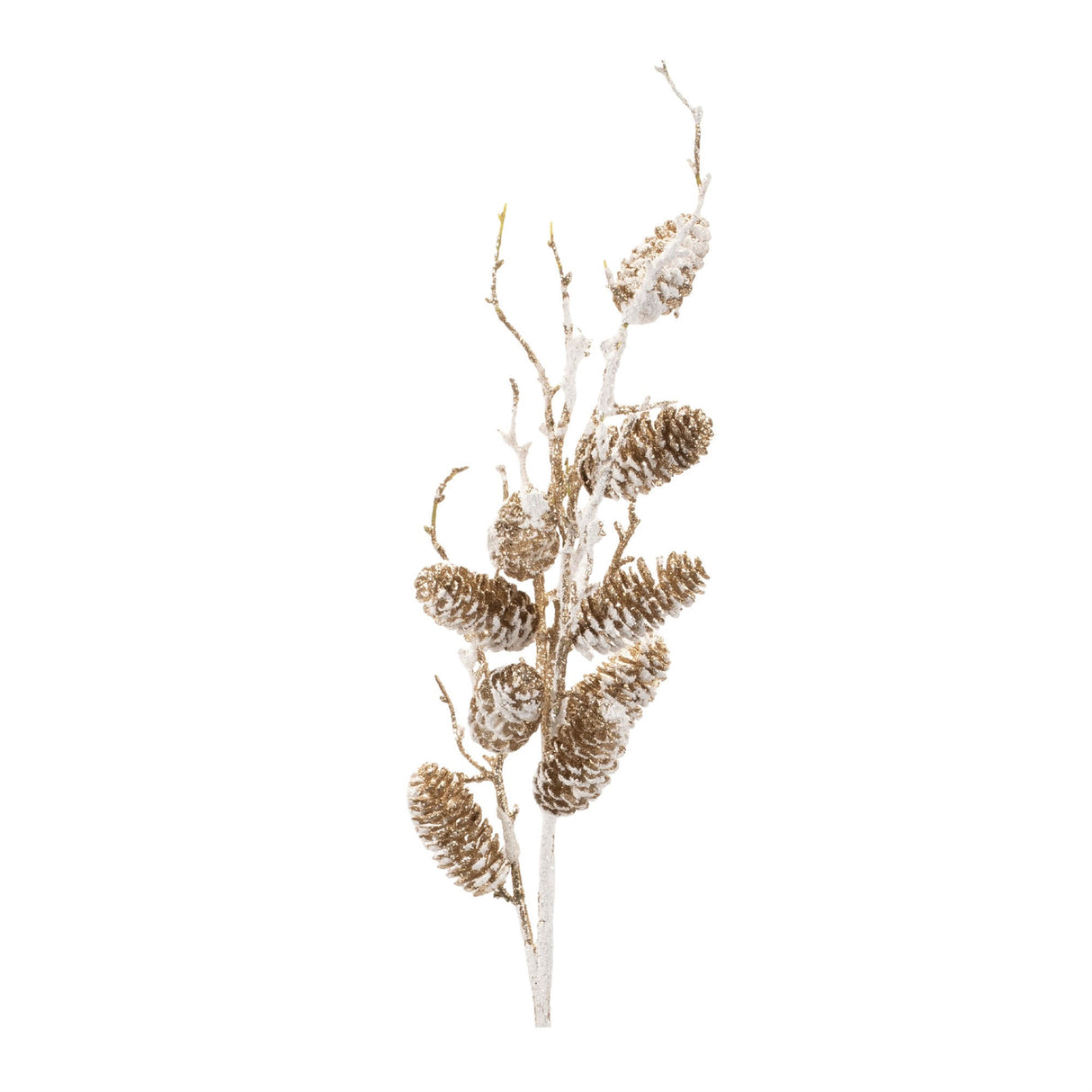 Snowy-Glittered-Pinecone-Twig-Spray-(Set-of-4)-Christmas-Decor