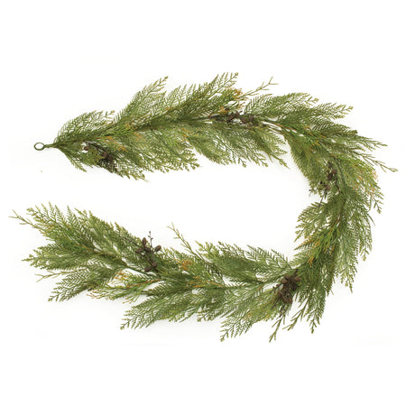 Cedar-and-Mini-Pinecone-Garland-6'L-Wreaths-&-Garlands