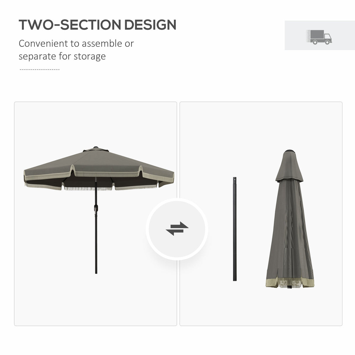 Outsunny 9ft Patio Umbrella with Push Button Tilt and Crank