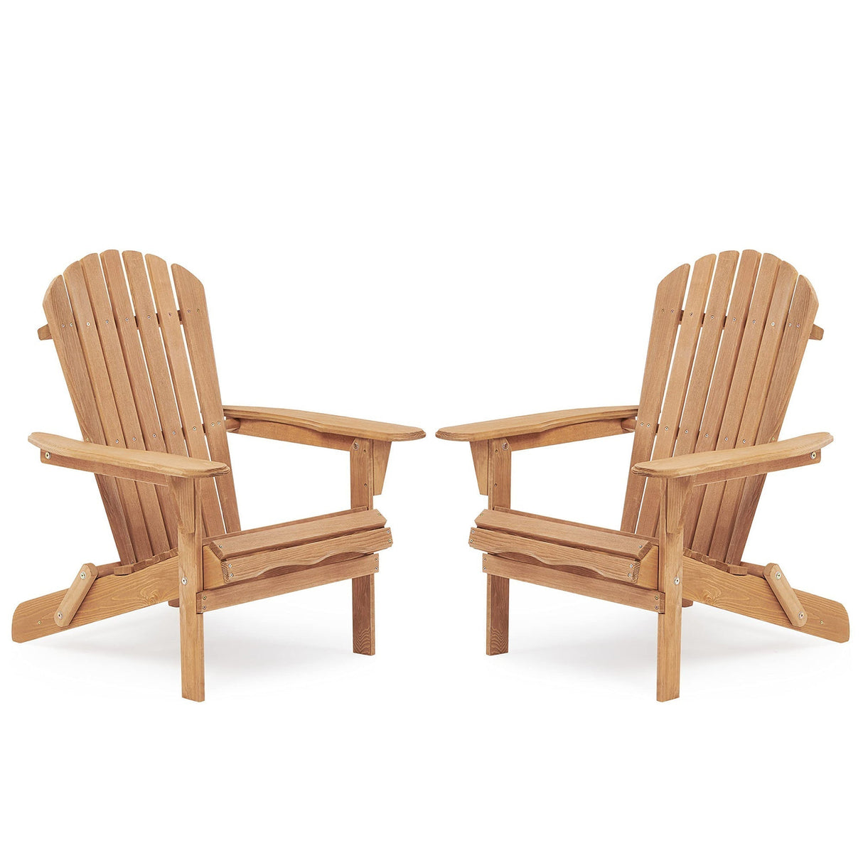 Wooden Outdoor Folding Adirondack Chair Set of 2, Honey Brown