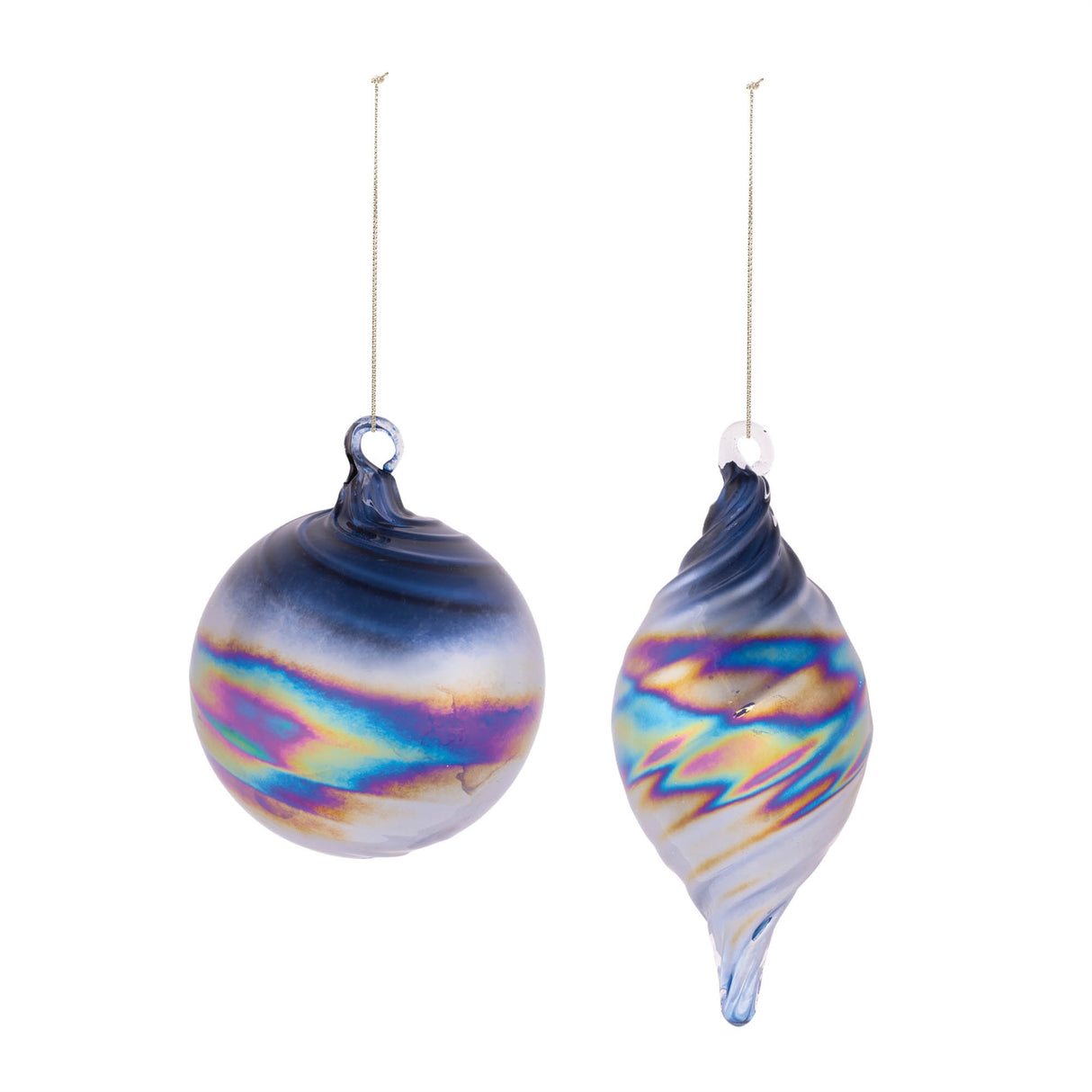 Iridescent Swirled Glass Ornament (Set of 12)