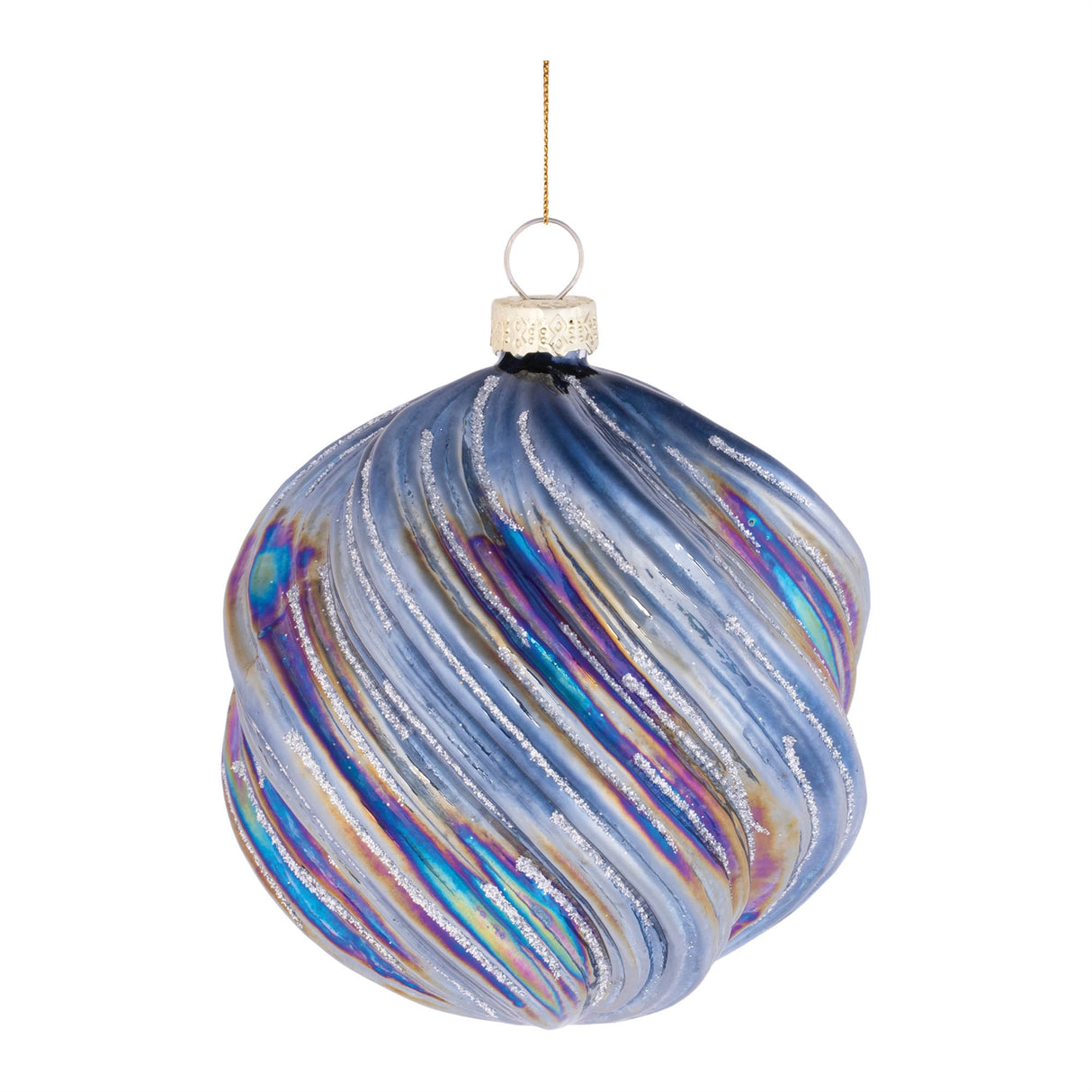 Iridescent Swirled Glass Ornament (Set of 6)