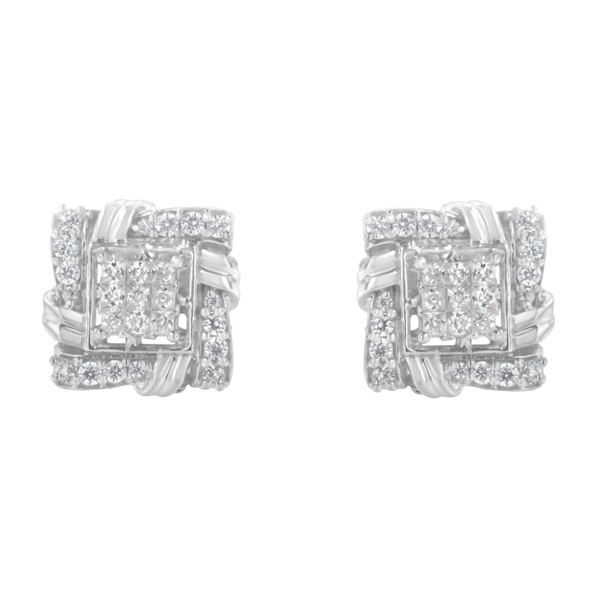 .925 Sterling Silver 1/2 Cttw Round-Cut Diamond Stud Earrings (I-J Color, I1-I2 Clarity)