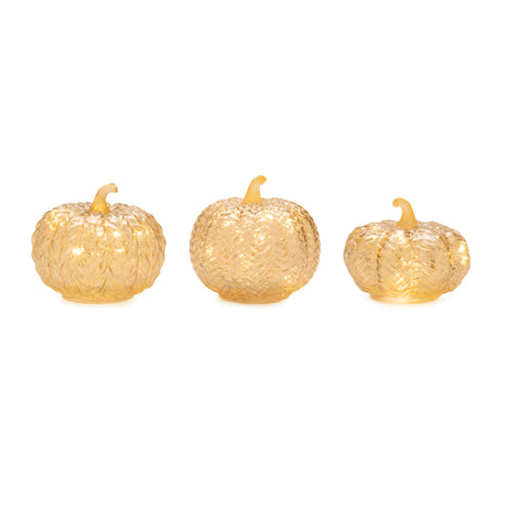 LED Mercury Glass Pumpkin Decor (Set of 3)