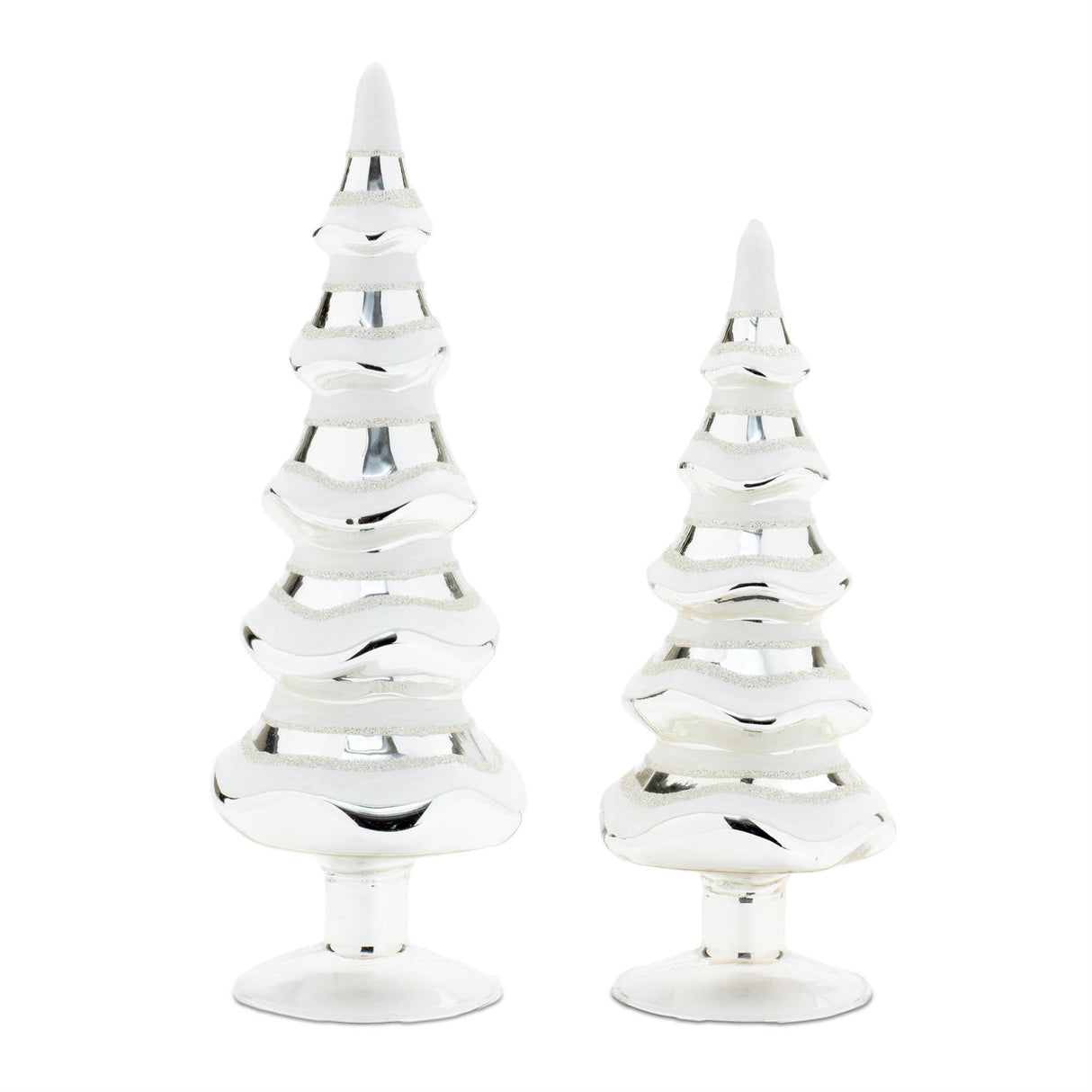 Snowy-Glass-Pine-Tree-(Set-of-2)-Christmas-Decor